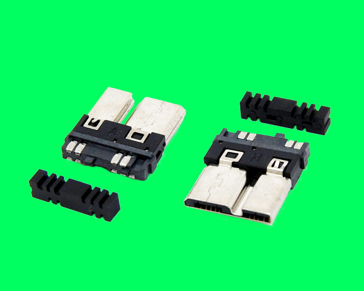 MICRO USB 3.0 B PLUG 超薄全通槽 自動(dòng)焊帶線夾