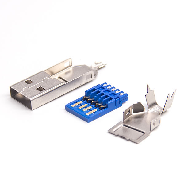USB 3.0A公焊線(xiàn)三件套帶圓孔自動(dòng)焊預(yù)加錫